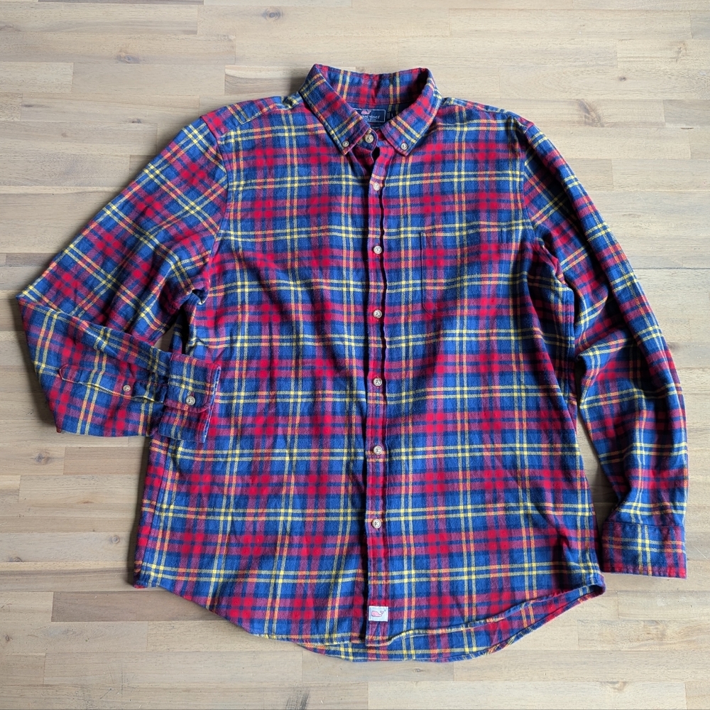Vineyard Vines Men's Murray Button Shirt Plaid Flannel Size Large